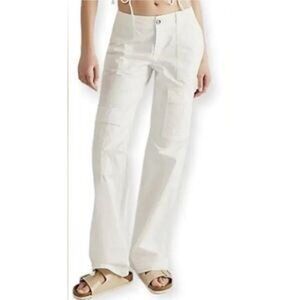 New Free People Cotton Cargo Pants White Size 10